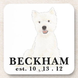 Personalized Westie West Highland Terrier Beverage Coaster