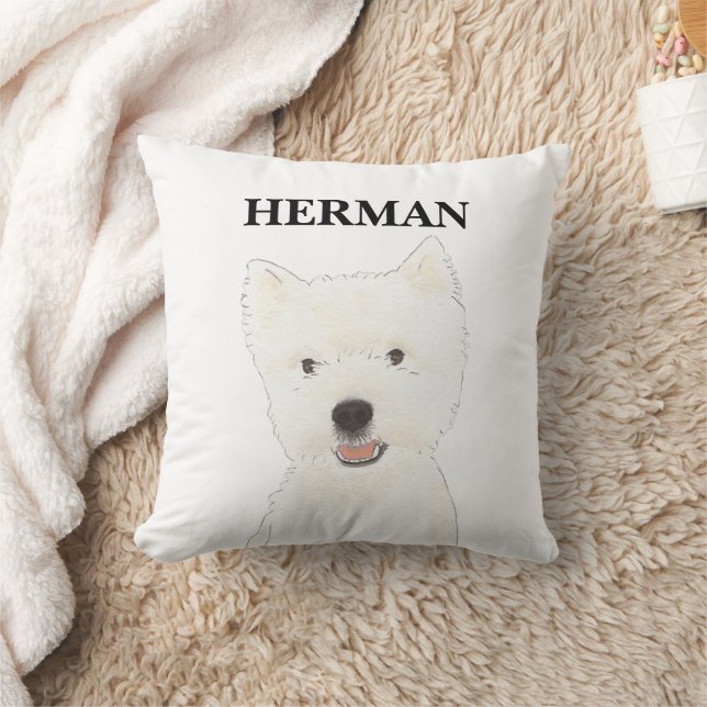 Personalized Westie West Highland Terrier Throw Pillow (Blanket)