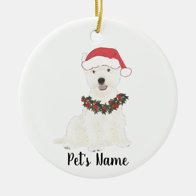 Personalized Westie Westie Highland Terrier Ceramic Ornament (Front)