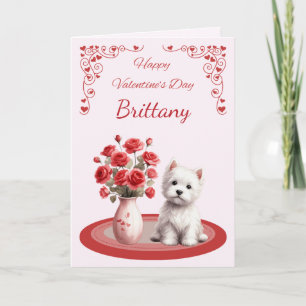 Personalized Westie with Roses Valentine's Card