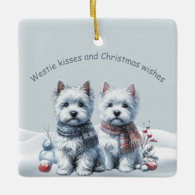 Personalized Westies Christmas Ornament (Front)