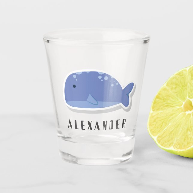 Personalized Whale Cartoon Shot Glass Sticker  (Front)