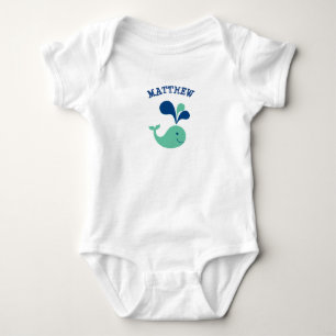 Personalized Whale Nautical Baby boy One Piece Tee