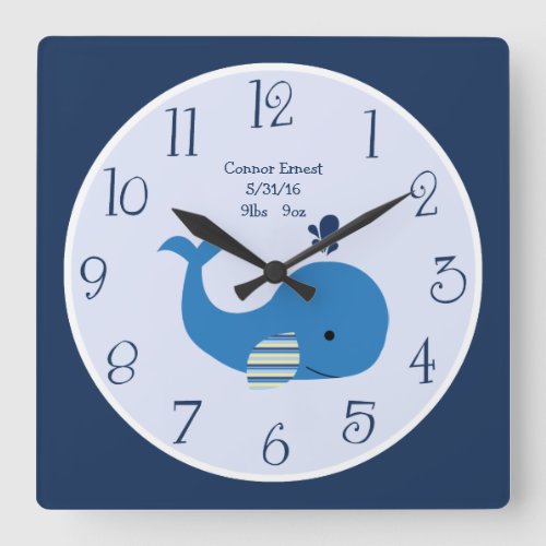 Personalized Whale Nautical Wall Clock