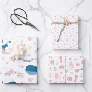 Personalized Whale Nautical Wrapping Paper Sheets