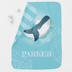 Personalized Whale Ocean Baby Blanket