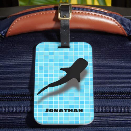 Personalized Whale Shark in Swimming Pool Luggage Tag