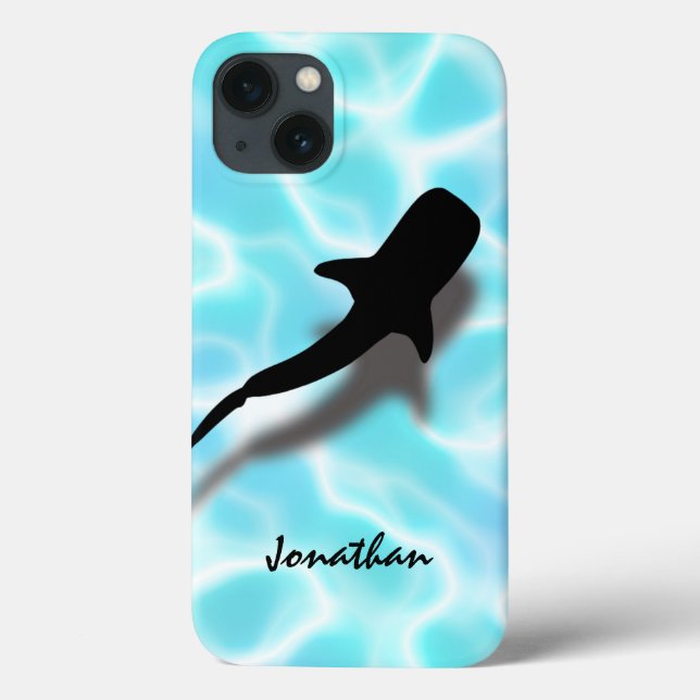 Personalized Whale Shark w/ Shadow Tropical Beach Case-Mate iPhone Case (Back)