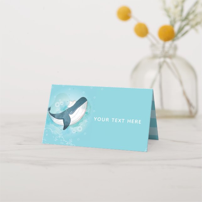 Personalized Whale Under the Sea Place Card (Front)