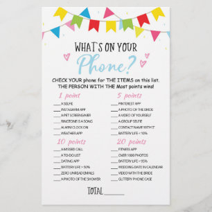 Personalized What's on your phone Baby Shower Game