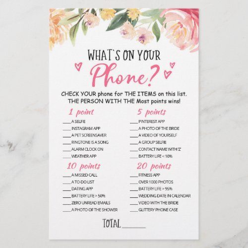 Personalized Whats on your phone Baby Shower Game