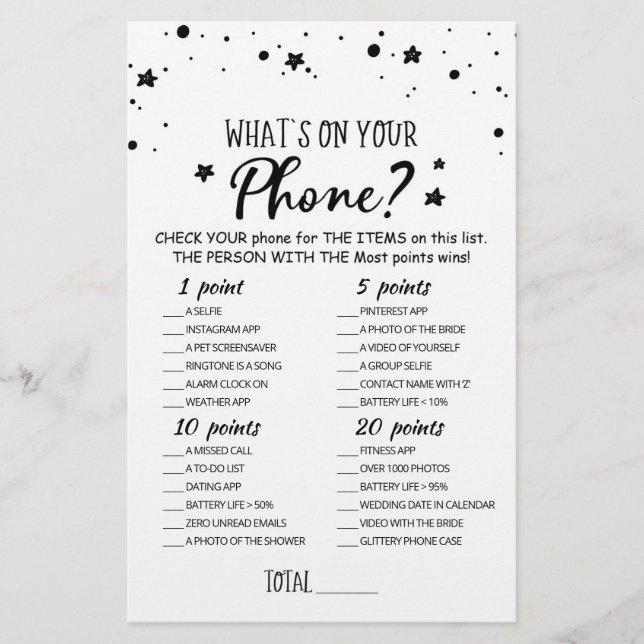 Personalized What's on your phone Baby Shower Game (Front)