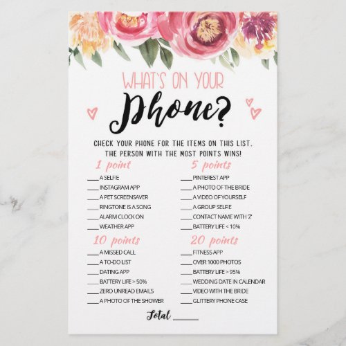 Personalized Whats on your phone Hen Party game
