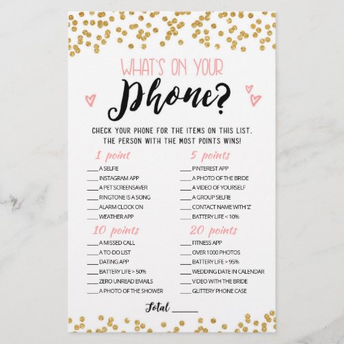 Personalized Whats on your phone Hen Party game