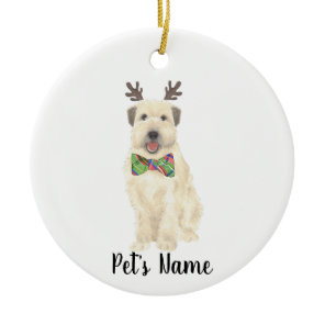 Personalized Wheaten Terrier Christmas Reindeer Ceramic Ornament