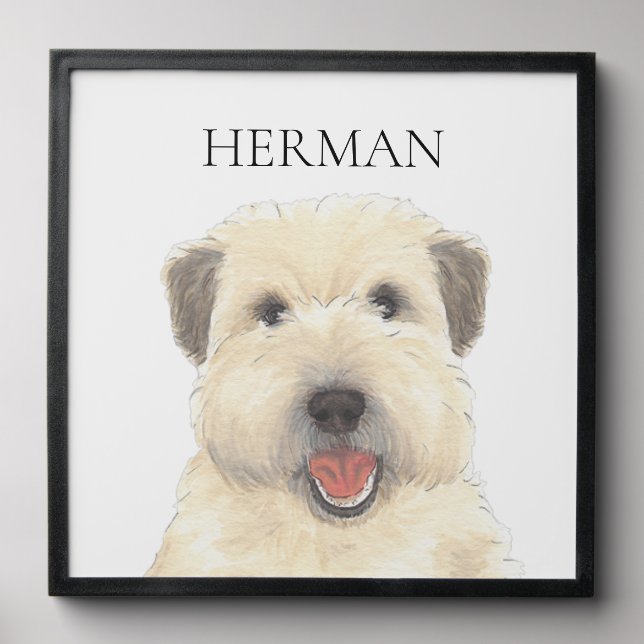 Personalized Wheaten Terrier Pet Portrait Peel And Stick Photo Tile (Front Set)