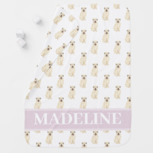 Personalized Wheaten Terrier Pink & White Baby Blanket