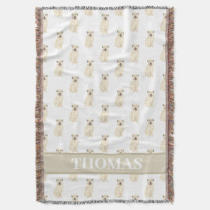 Personalized Wheaten Terrier Tan & White Throw Blanket