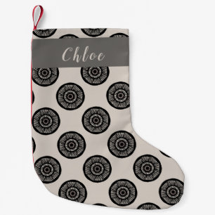 Personalized Wheel Pattern Mocha Brown Small Christmas Stocking
