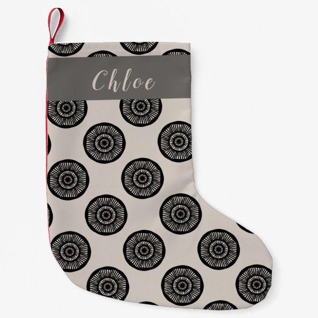 Personalized Wheel Pattern Mocha Brown  Small Christmas Stocking (Front)
