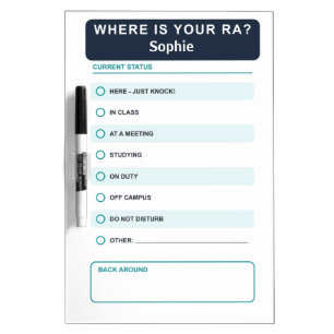 Personalized Where Is Your RA Status Dry Erase Board