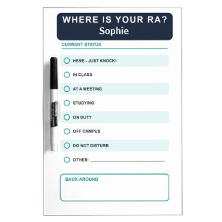 Personalized Where Is Your RA Status Dry Erase Board