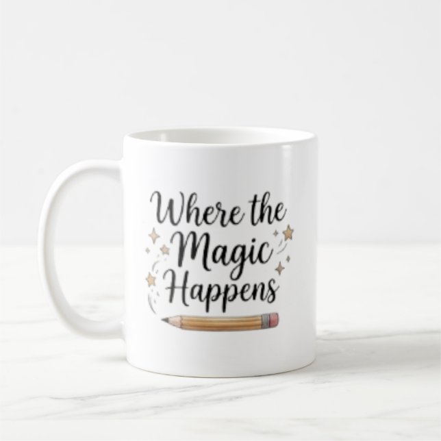 Personalized Where The Magic Happens Coffee Mug (Left)