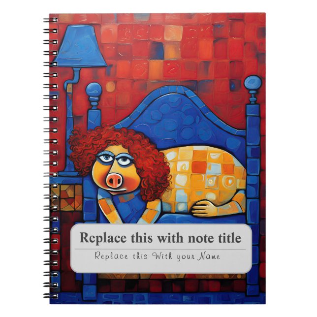 Personalized Whimsical Animals - Cute Piggy Notebook (Front)