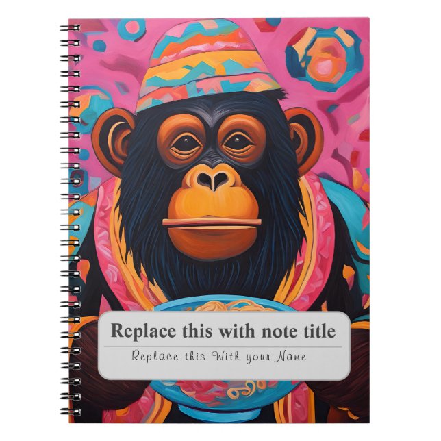 Personalized Whimsical Animals - Monkey Notebook (Front)