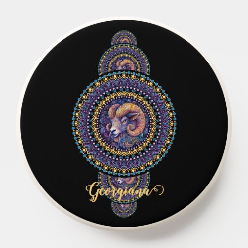 Personalized Whimsical Aries Ornamental Mandala PopSocket