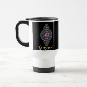 Personalized Whimsical Aries Ornamental Mandala Travel Mug