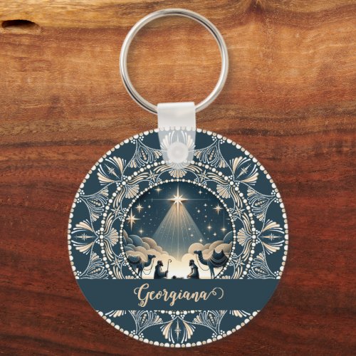 Personalized Whimsical Aries Zodiac Dot Mandala Keychain