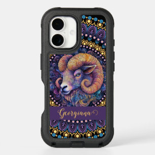 Personalized Whimsical Aries Zodiac Dot Mandala iPhone 16 Case