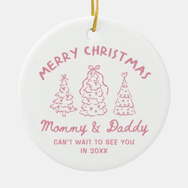 Personalized Whimsical Baby Announcement Ornament (Front)