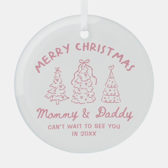 Personalized Whimsical Baby Announcement Ornament (Front)