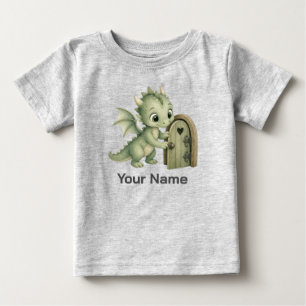 Personalized Whimsical Baby Dragon Opening Door T-Shirt