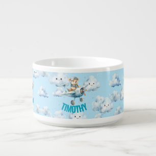 Personalized Whimsical Blue Pilot Chilli Bowl