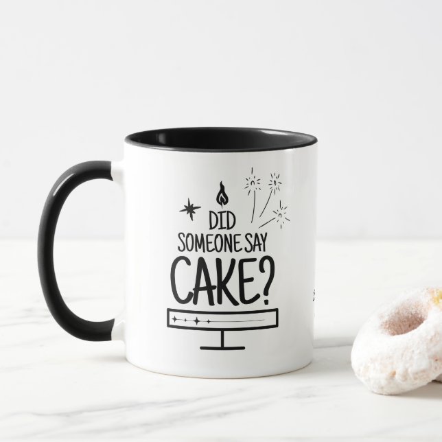 Personalized Whimsical Cake Lover Typography White Mug (With Donut)