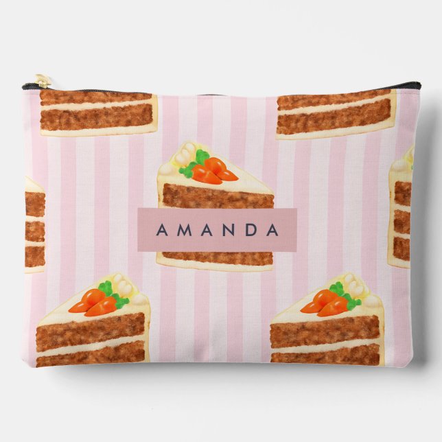 Personalized Whimsical Carrot Cake Pattern Accessory Pouch (Front)
