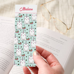 Personalized Whimsical Caticorn Pattern Bookmarks