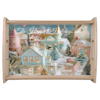 Personalized Whimsical Christmas Village Tray