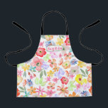 Personalized Whimsical Cute Watercolor Floral Apron<br><div class="desc">Personalized Colorful Cute Watercolor Floral Apron</div>