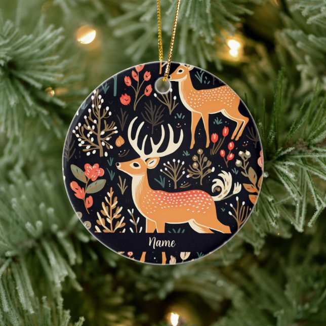 Personalized Whimsical Deer Ornament (Tree)