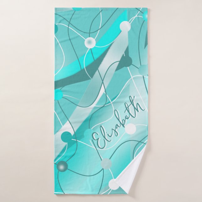 Personalized Whimsical Design in Shades of Teal Bath Towel (Bath Towel)