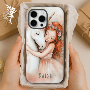 Personalized Whimsical Fairy and Unicorn Pink iPhone 16 Pro Max Case