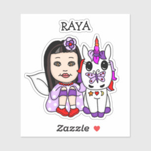 Personalized Whimsical Fairy and Unicorn Sticker