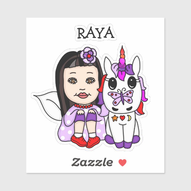Personalized Whimsical Fairy and Unicorn    Sticker (Sheet)