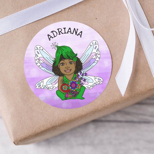 Personalized Whimsical Fairy Name Classic Round Sticker