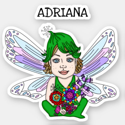 Personalized Whimsical Fairy Name   Sticker