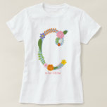 Personalized Whimsical Flower Monogram (c) T-shirt at Zazzle
